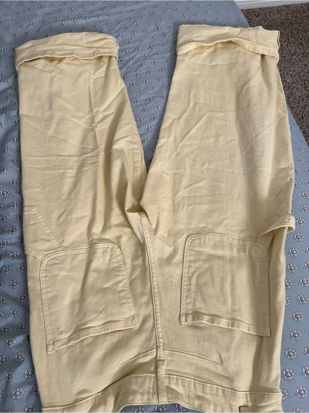 Anthropologie NEW 🍋Pilcro Kayden High-Rise Cuffed Carpenter Pants - Light Beige - Picture 4 of 14